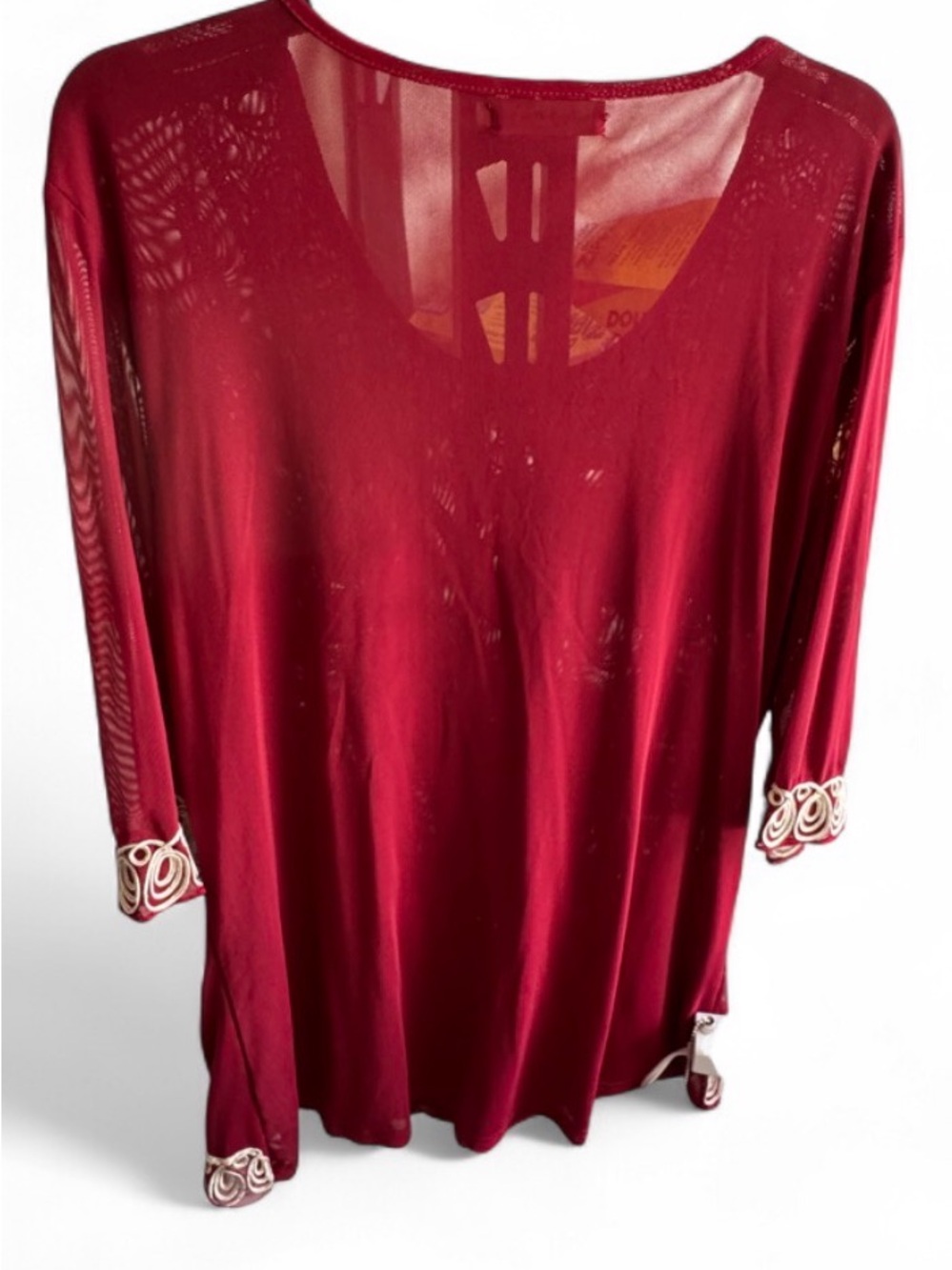 Simply Couture Art Deco Burgundy Sequin Peacock Tunic Blouse XXL - Picture 4 of 8